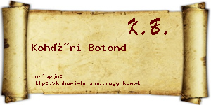 Kohári Botond névjegykártya